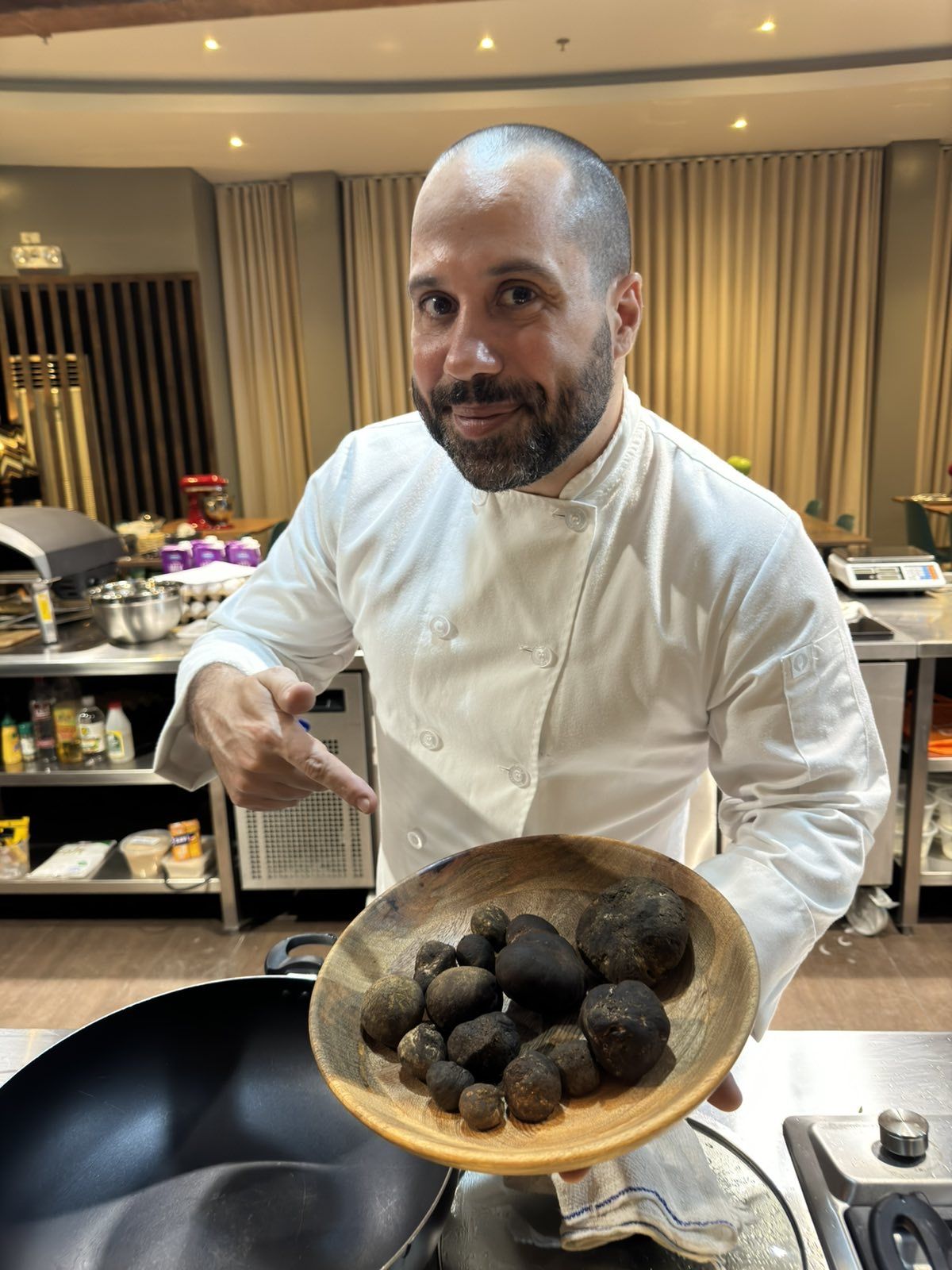 Chef Moreno Benigno with black truffles from the Cordillera, Philippines