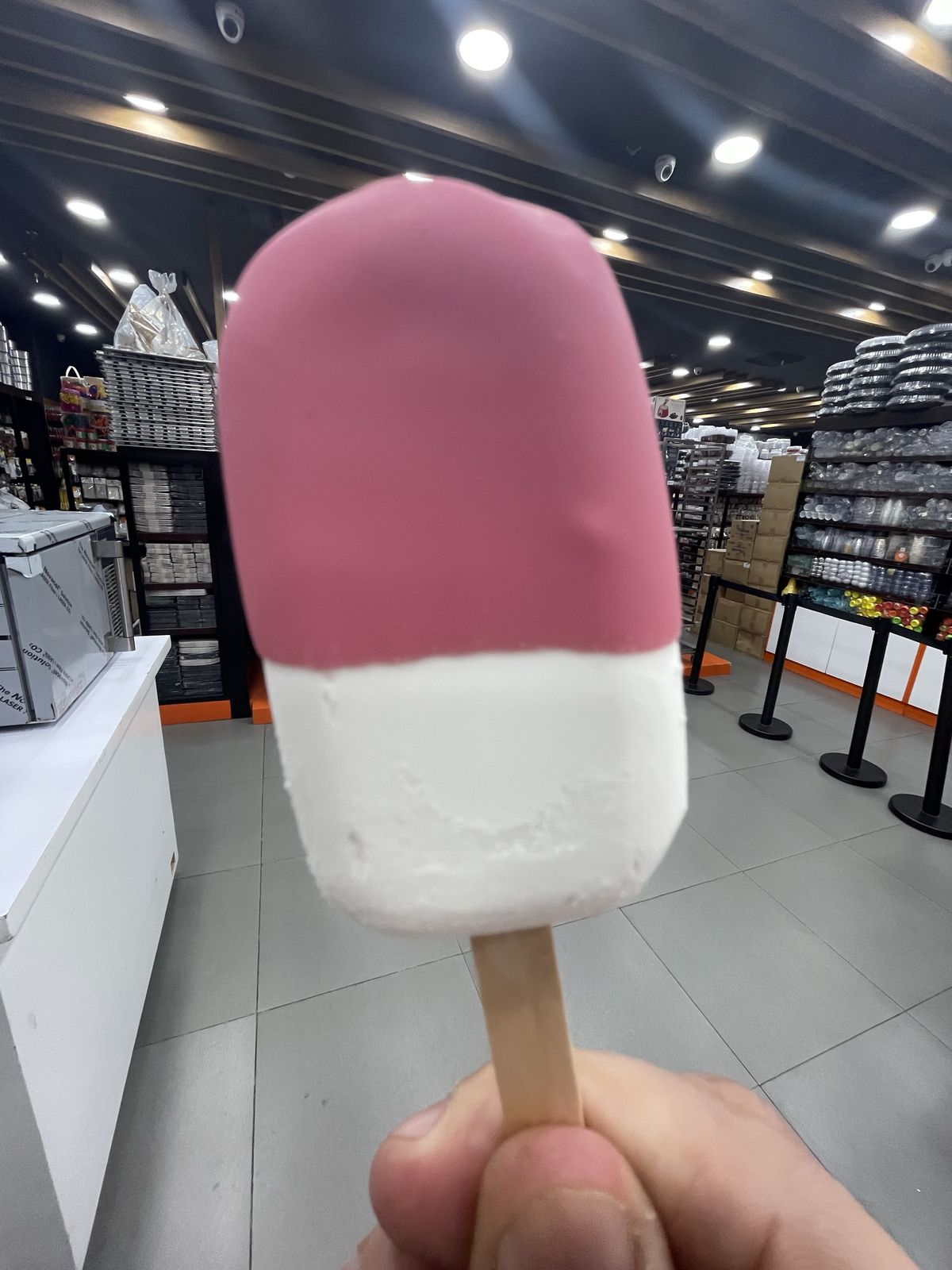 Strawberry and yogurt gelato popsicle, by Chef Moreno Benigno
